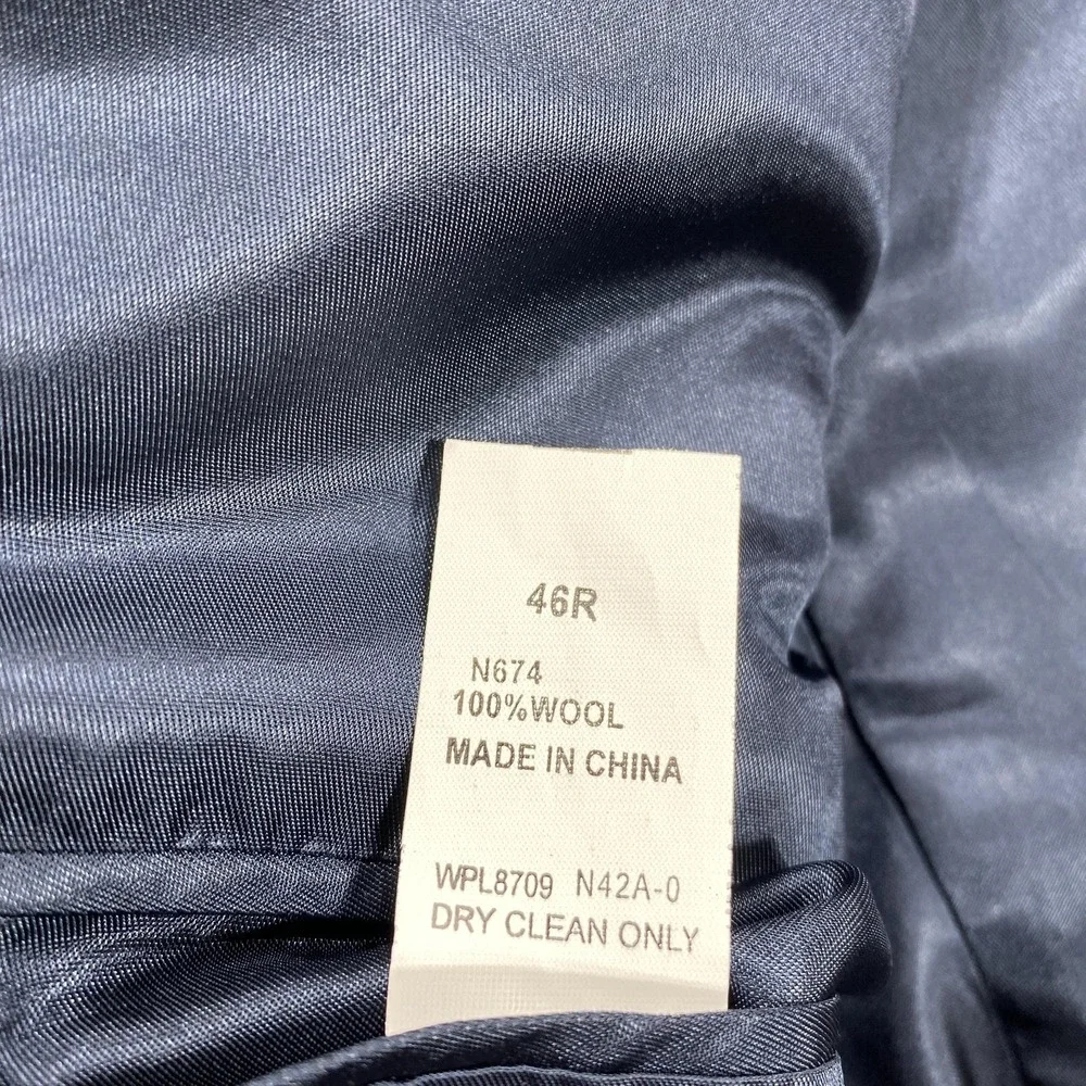 Nautica Suit Jacket Mens 46 Gray Check Wool‎ 2-Piece Notch Lapel Single-Breasted